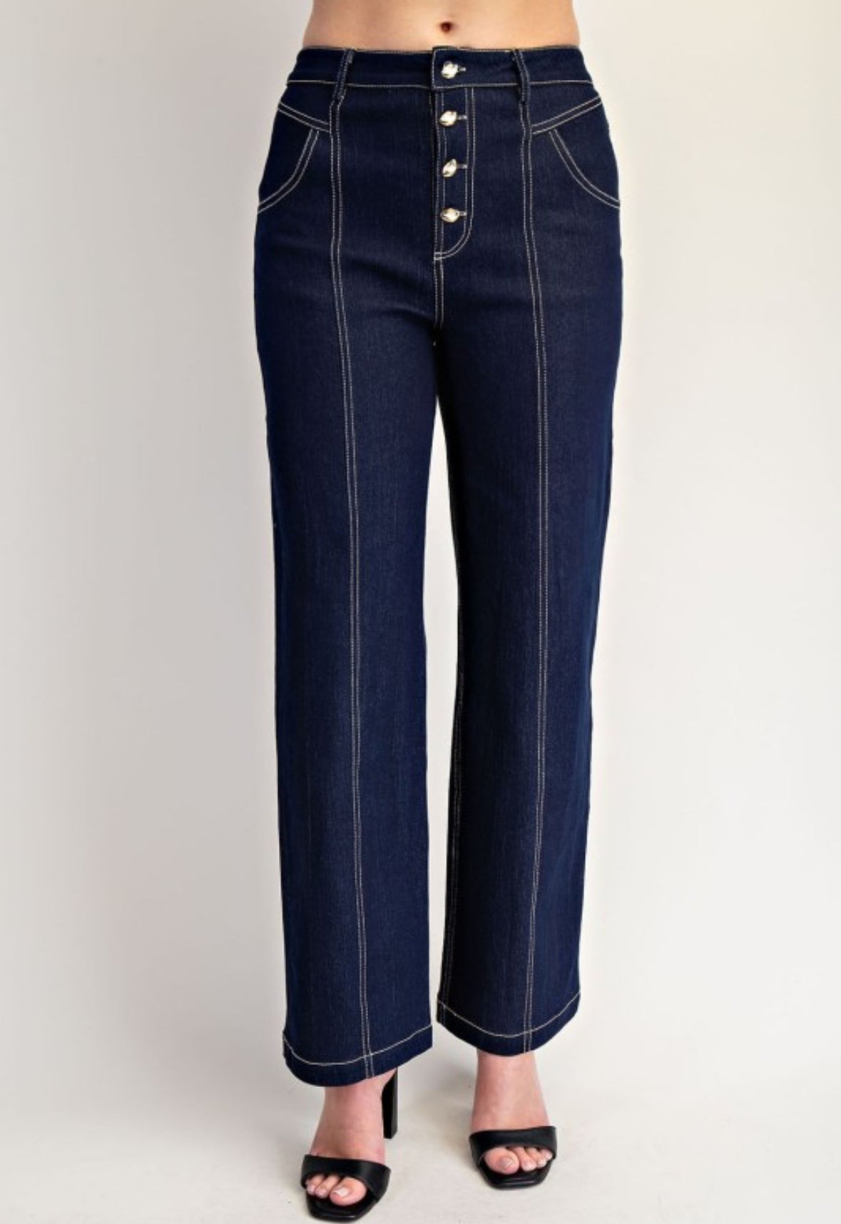 Stretch Denim Gold Button Set