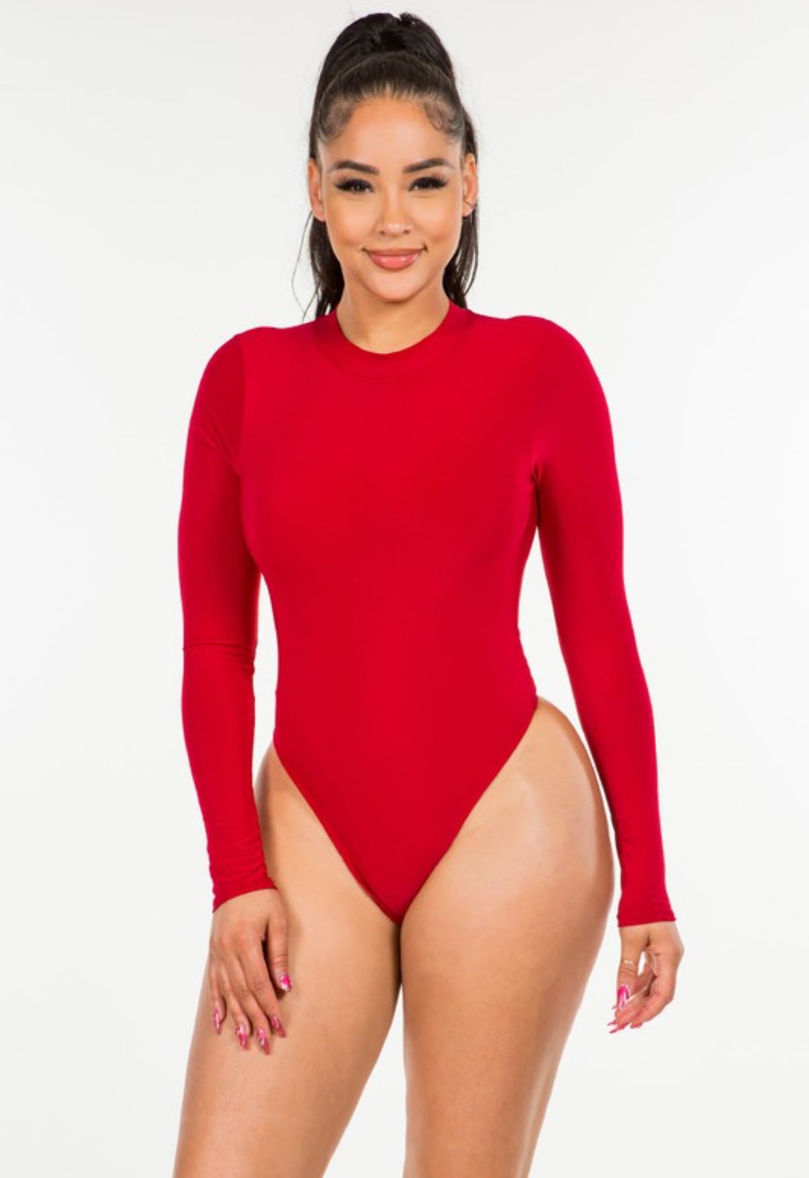 Neck Lined Thong Bodysuit