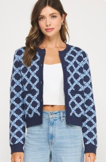 Intarsia Cardigan Sweater