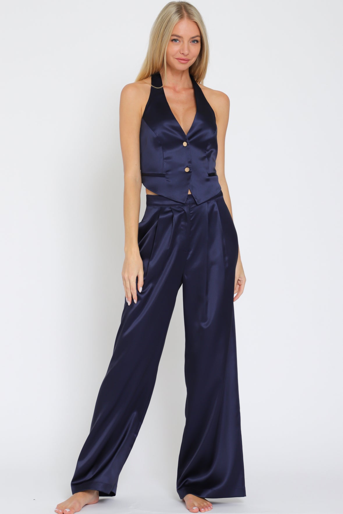 Halter vest and high waisted long pants set