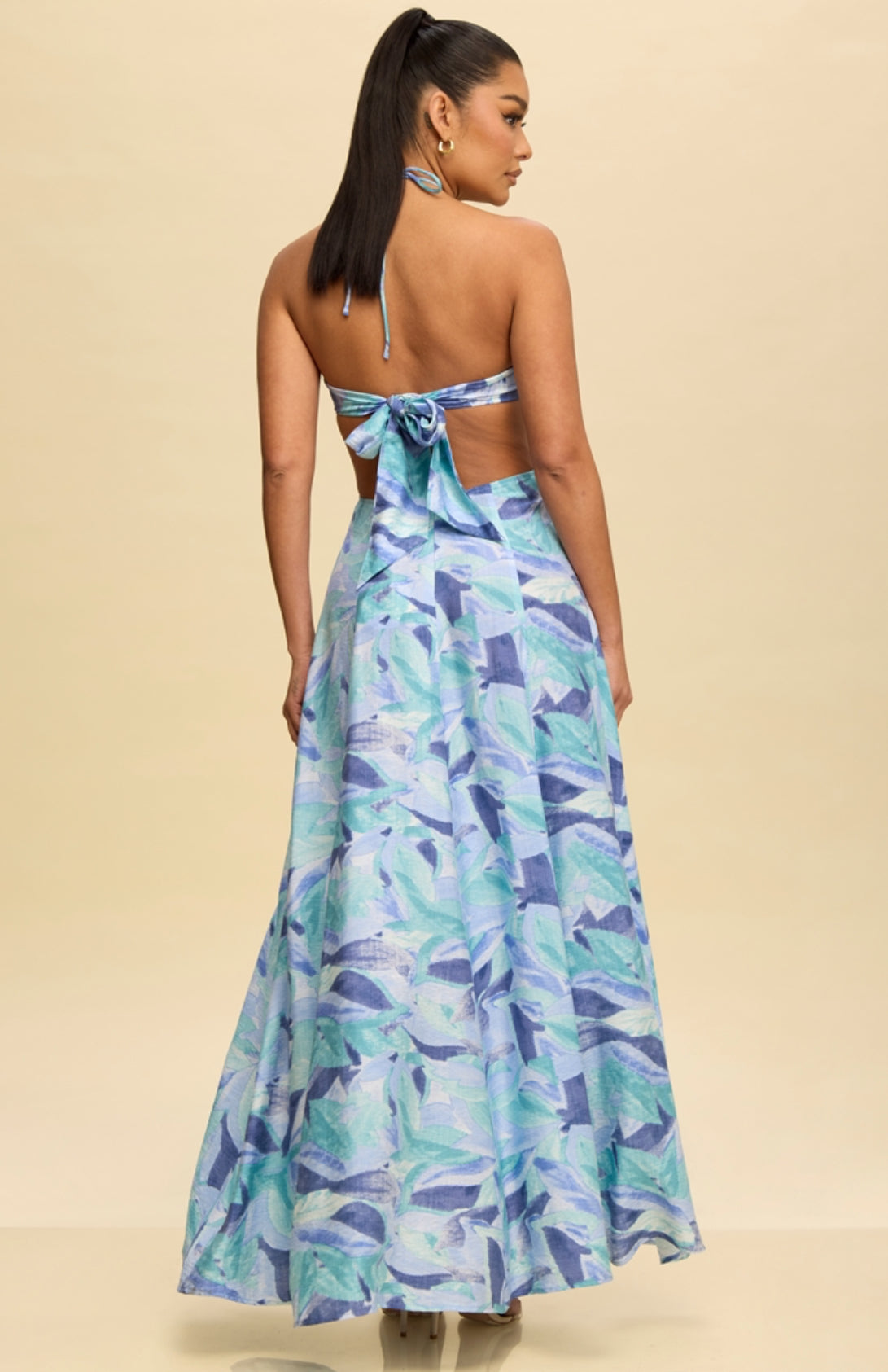 SANTIA CUTOUT HALTER MAXI DRESS