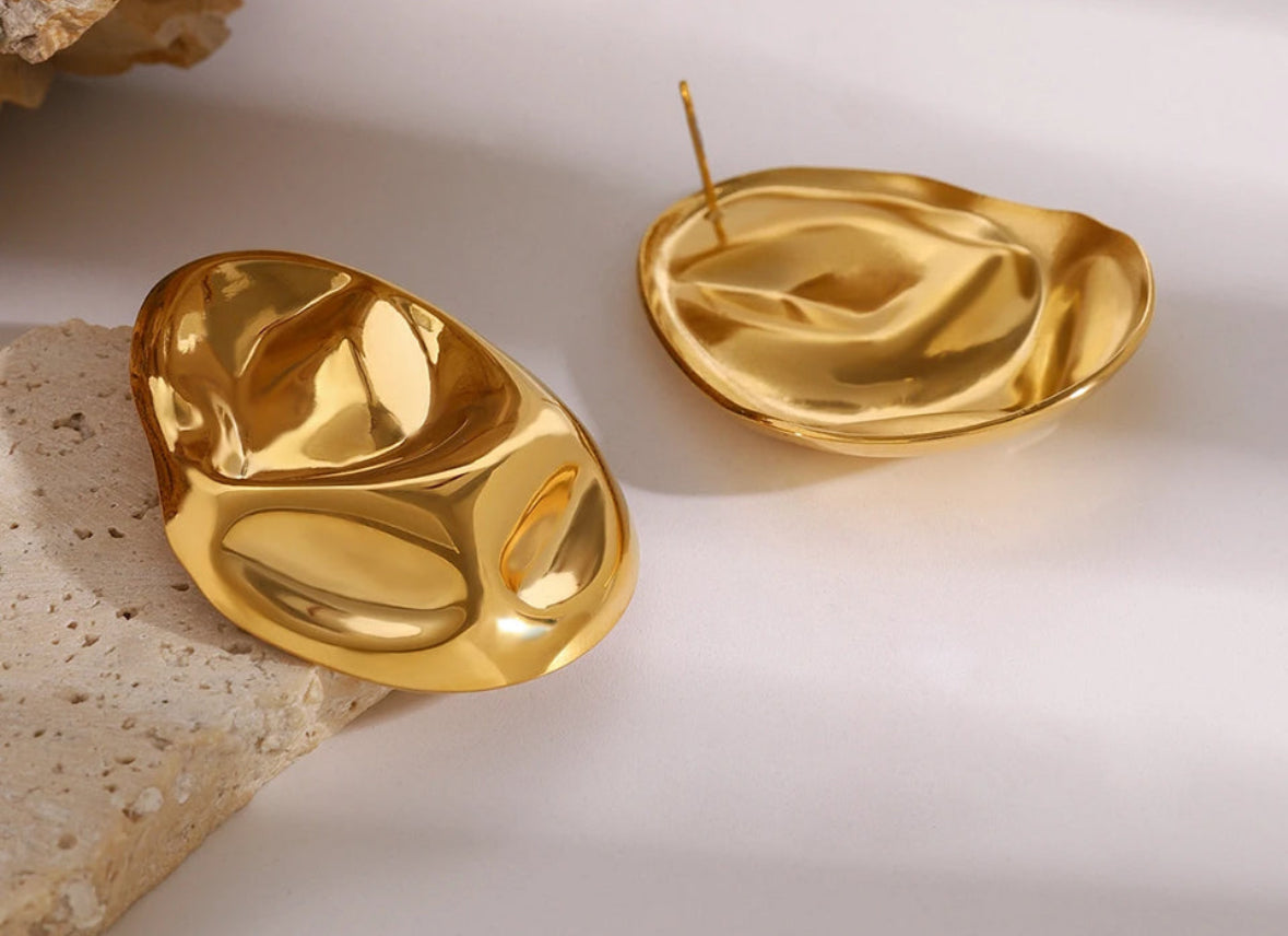 Hammered Oval Earrings