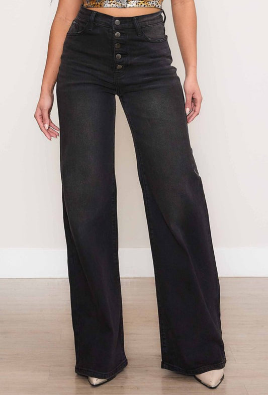 High Rise Button Up wide Leg