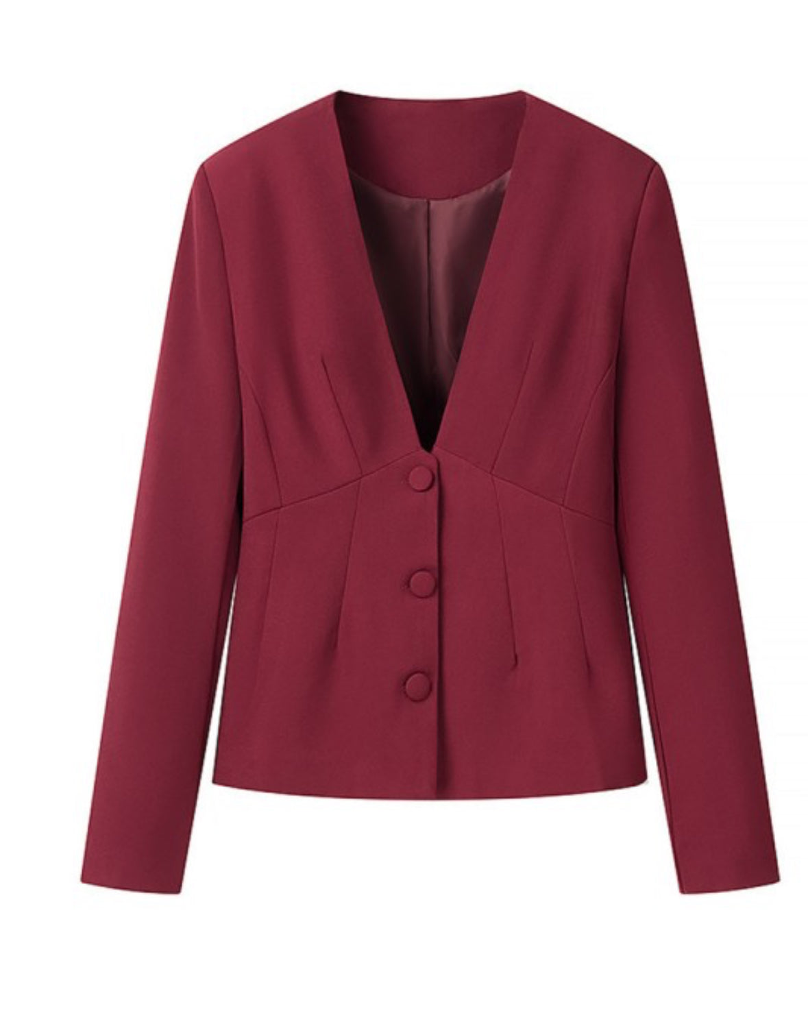 V-neck Button-up Blazer Straight Pants