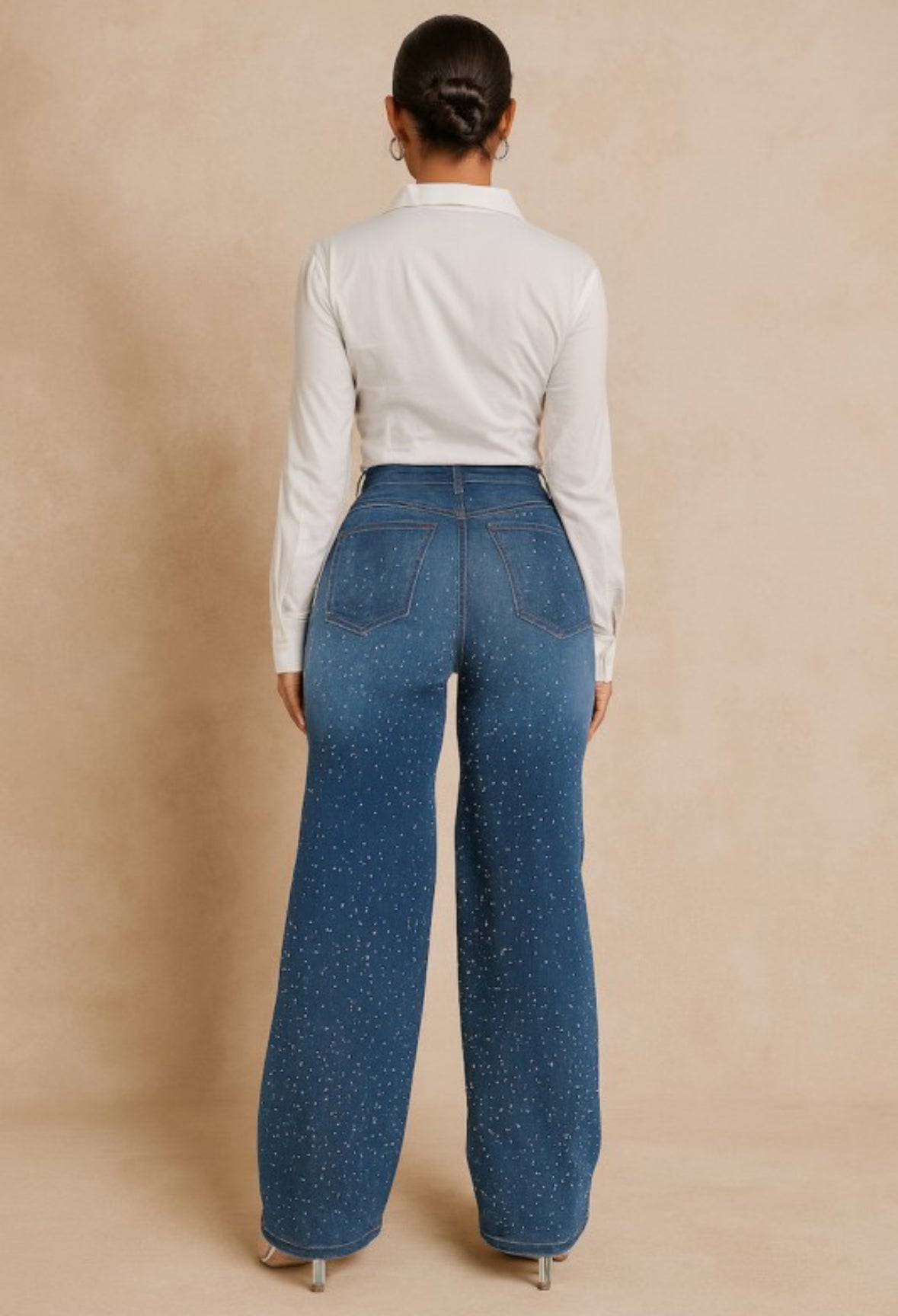 Wide Leg Rhinestone Jean
